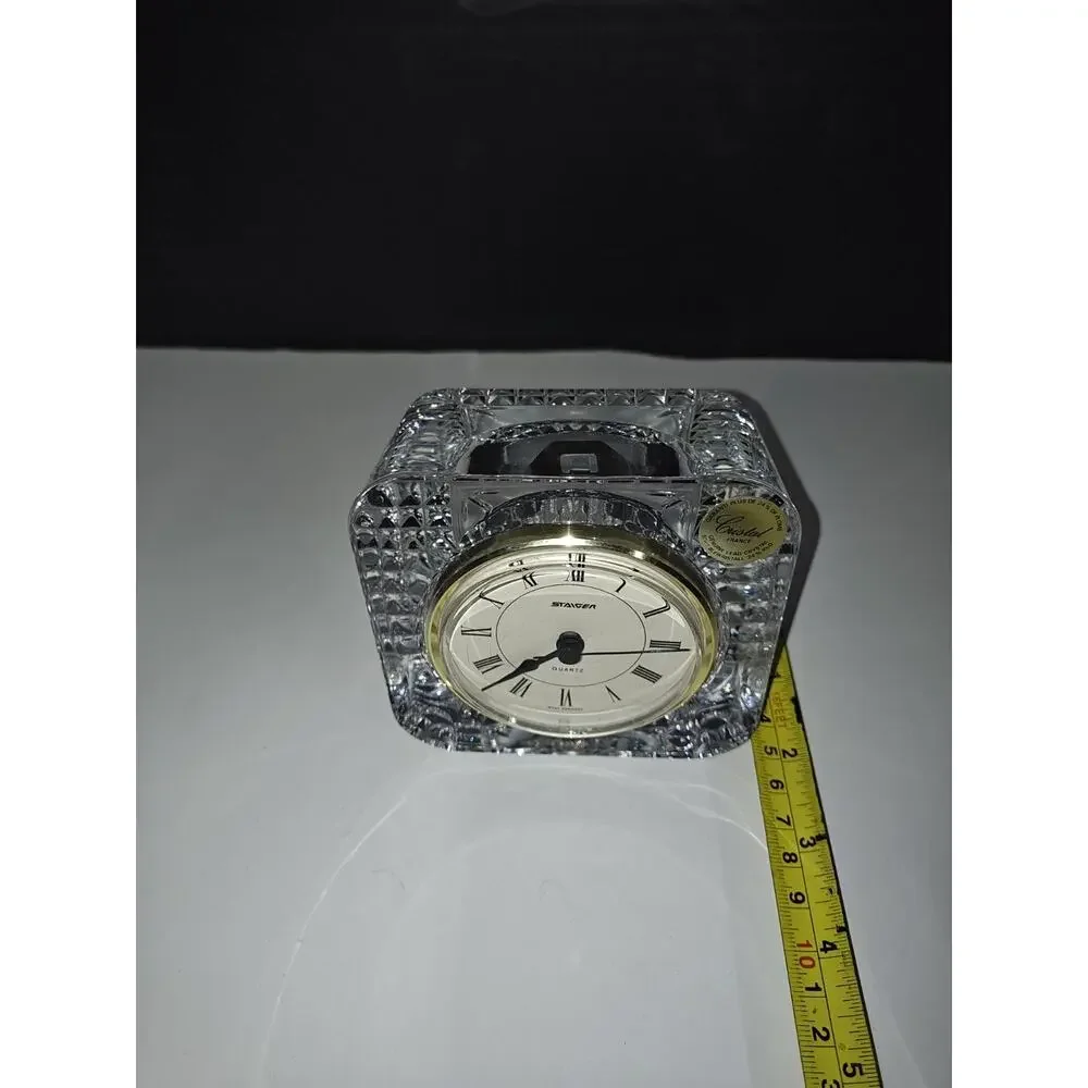 STAIGER Vintage West Germany Quartz France Lead Crystal Mantel Desk Clock 24%PbO